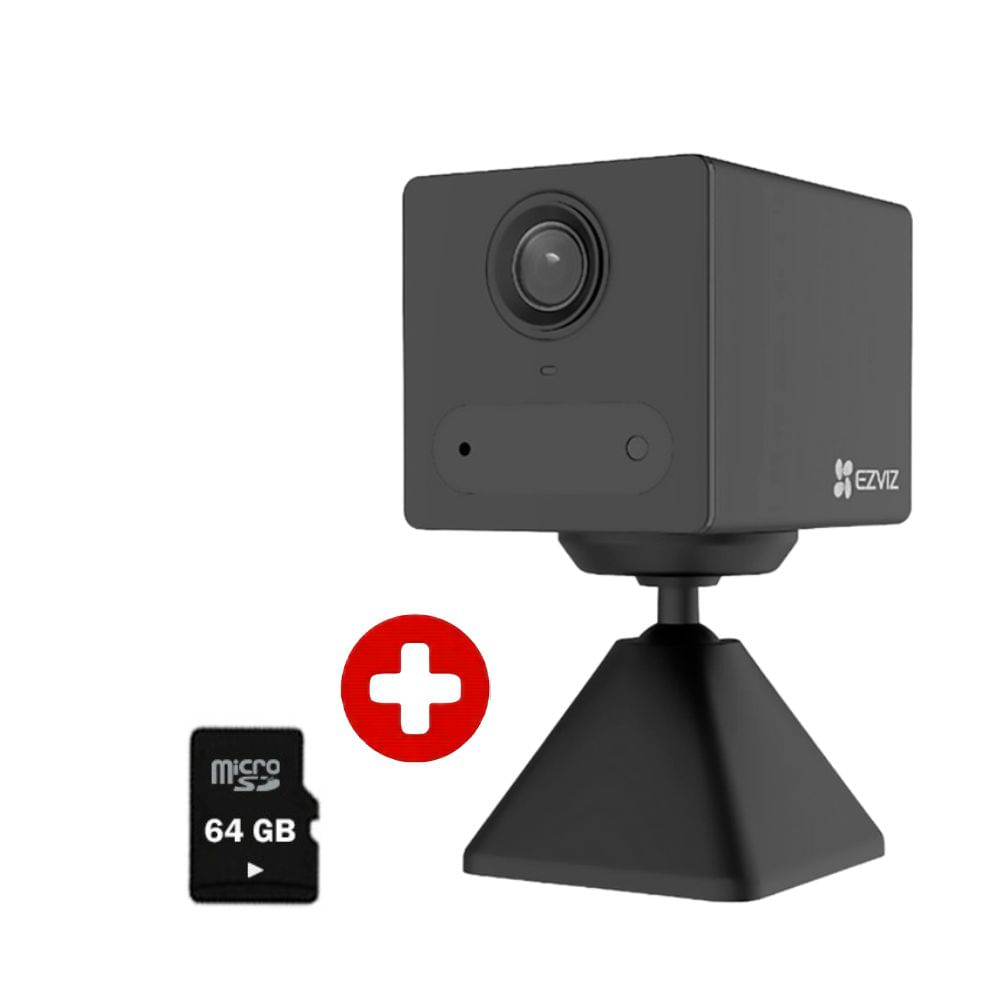 Imagen 1 del producto Combo cámara Ezviz CB2 inalámbrica 1080P con batería 50 días, audio bidireccional, visión nocturna y microSD 64GB incluida